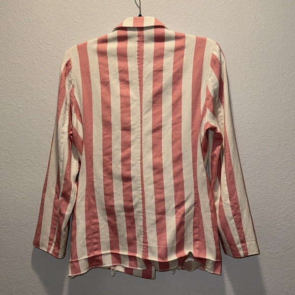 MIGUELINA *Chiara* pink ivory stripe double breasted blazer jacket XS - Picture 9 of 11